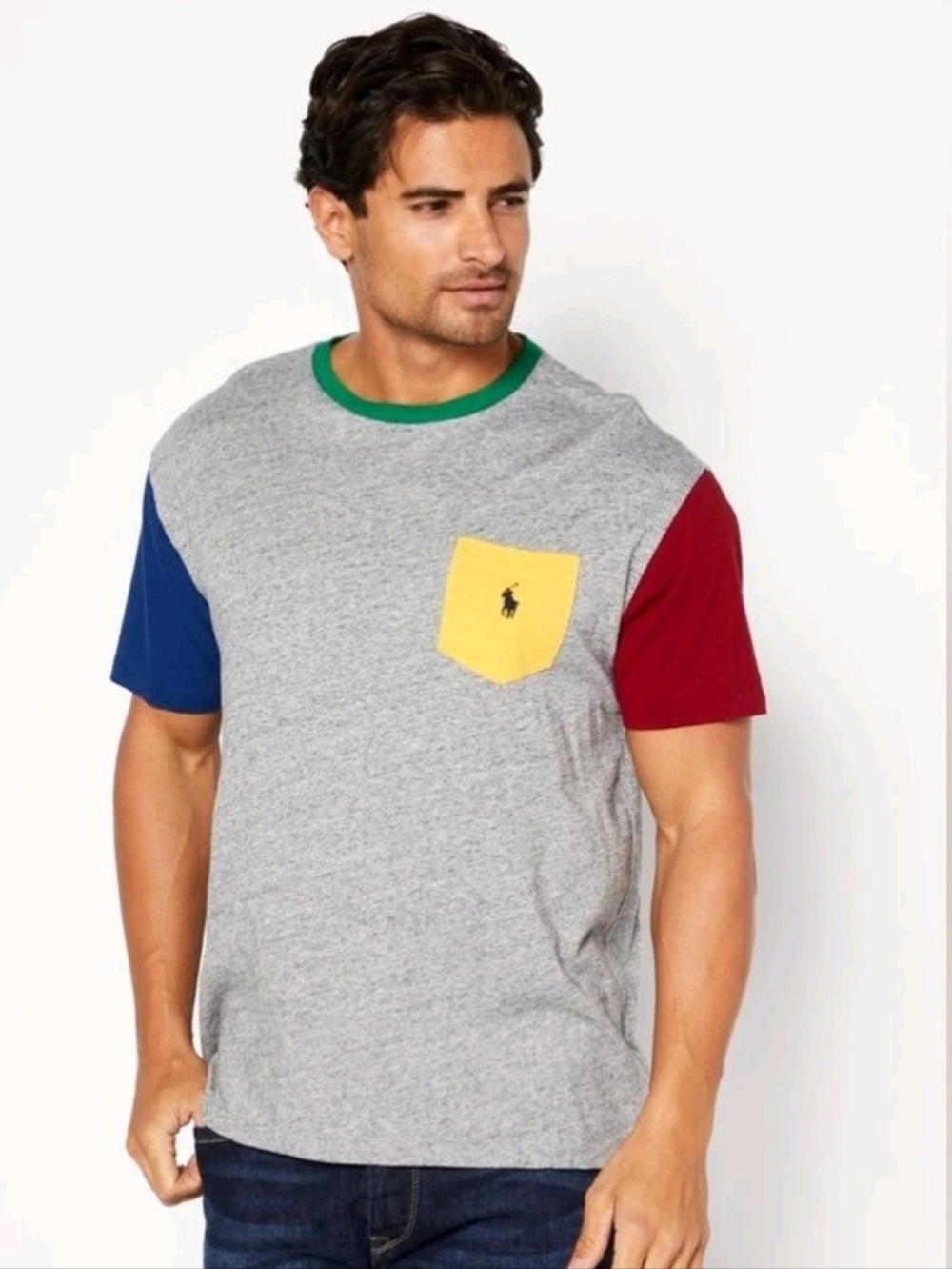 POLO RALPH LAUREN Colorblock Classic Fit Jersey Pocket T-Shirt Men's Size Large